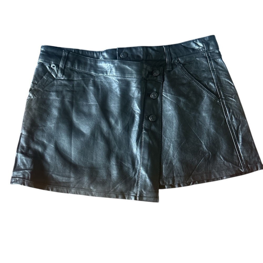 We The Free Black Leather Skirt